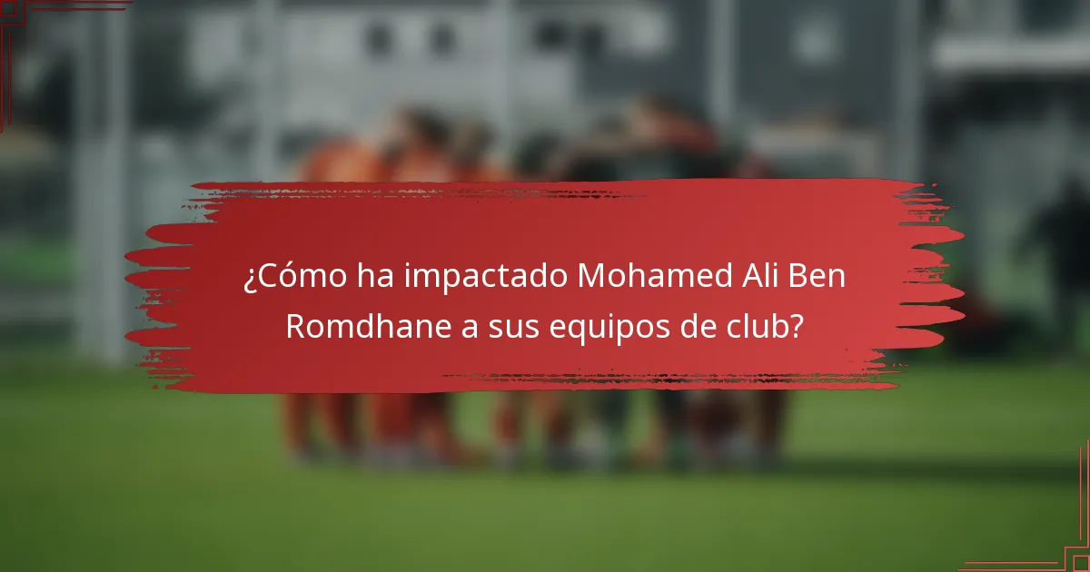 ¿Cómo ha impactado Mohamed Ali Ben Romdhane a sus equipos de club?
