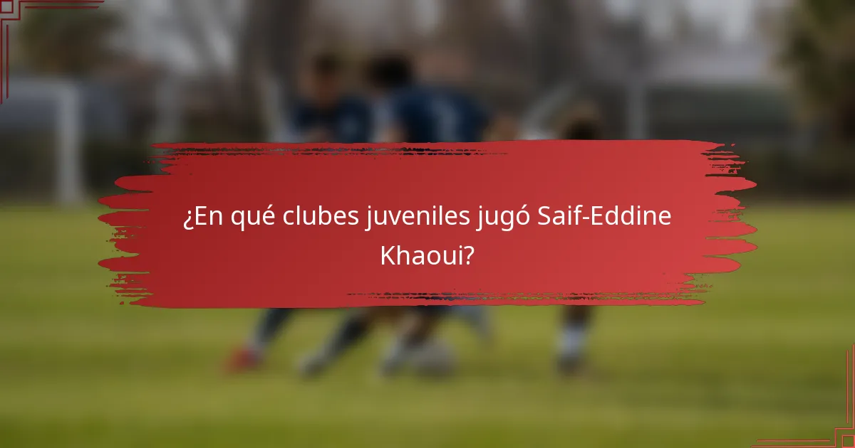 ¿En qué clubes juveniles jugó Saif-Eddine Khaoui?