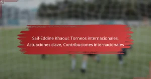 Saif-Eddine Khaoui: Torneos internacionales, Actuaciones clave, Contribuciones internacionales