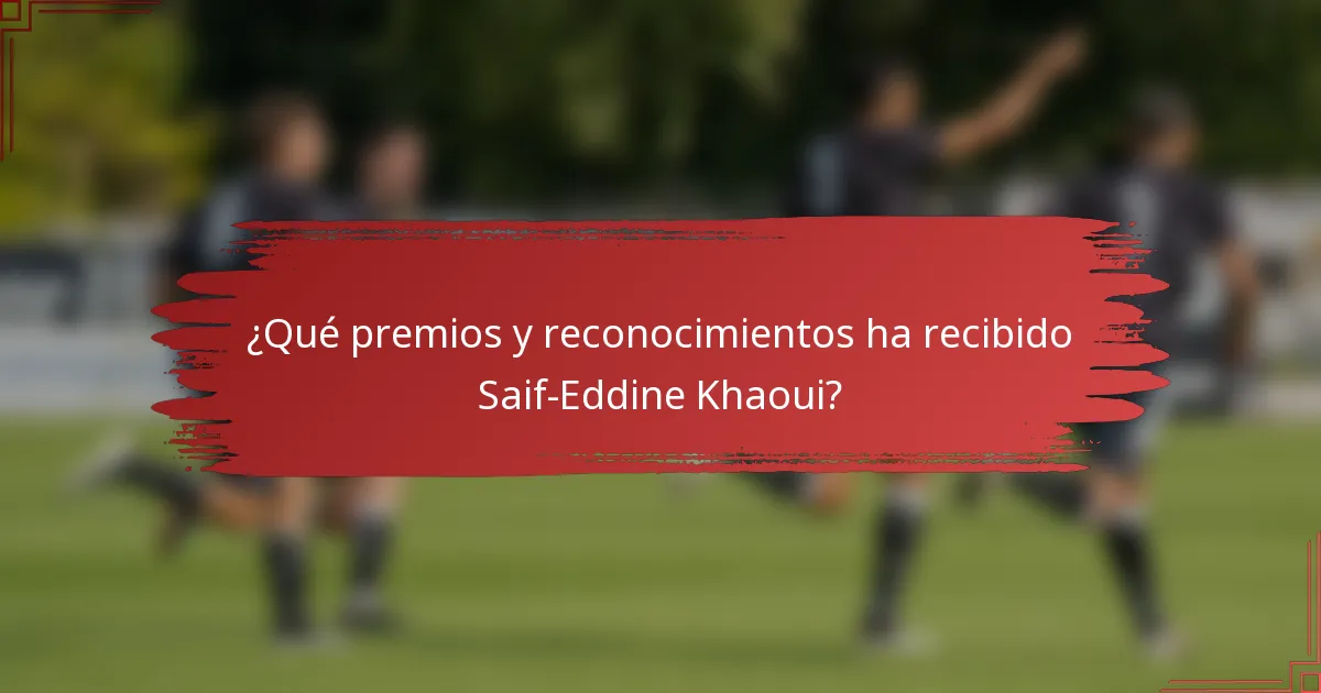 ¿Qué premios y reconocimientos ha recibido Saif-Eddine Khaoui?